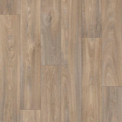  - Brown Anti-Slip Wood Effect Vinyl Flooring For LivingroomKitchen2mm Thick Cushion Backed Vinyl Sheet -1M(3'3") X 2M(6'6")-2M²