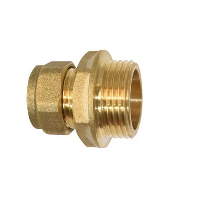Hep Online 15Mm Compression By 3/4" Bsp Brass Male Iron Coupler Straight Adaptors 15Mm X 3/4" Male (Pack Of 1) Size 3 B&Q