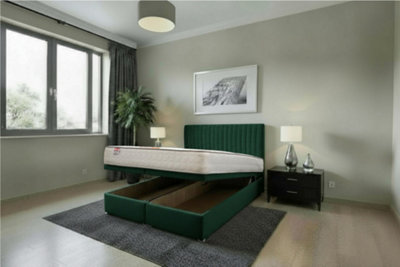 B&Q -  Emily Ottoman Bed Emerald Plush 6Ft  With Mattress & 24"headboardSuper King