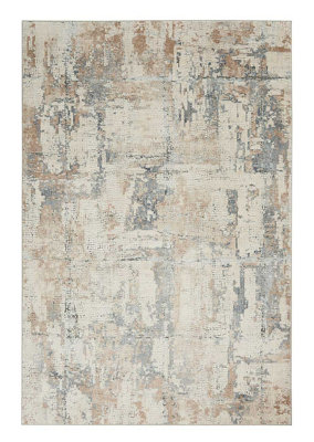 Beige Grey RugStain-Resistant Modern Rug10mm Thickness Abstract RugLuxurious Rug For Dining Room-120Cm X 180Cm from B&Q