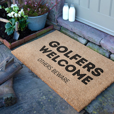 Artsy Doormats Golfers Welcome Others Beware Doormat (90 X 60Cm) from B&Q
