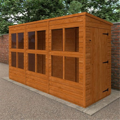 Horsforth 12 X 4 (3.53M X 1.15M) Wooden Tongue And Groove Sunroom (12mm Tongue And Groove Floor And Pent Roof) (12Ft X 4Ft) (12X4)