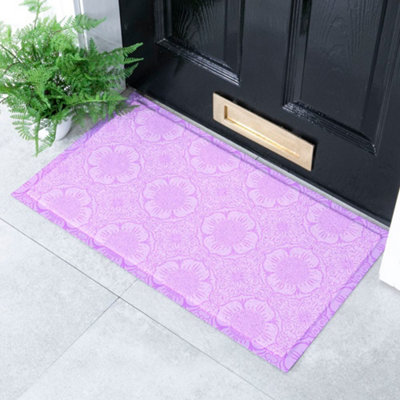 Native Natural Lilac Flower Pattern Indoor & Outdoor Doormat70X40Cm from B&Q