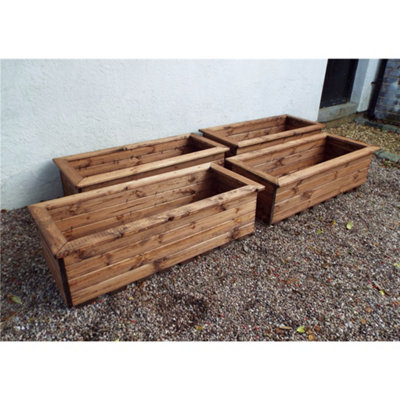 Marlborough Traditional Extra Large Wooden Trough Planter X 4 from B&Q