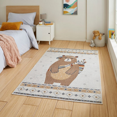 Multicolour Animal 40mm Pile Kids Stain-Resistant Rug For BedroomDining RoomEasy To Clean Modern Rug-120Cm X 170Cm from B&Q