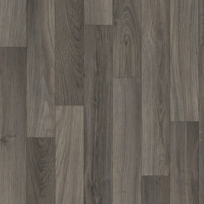  - Dark Brown Wood Effect Vinyl Flooring For Livingroom,kitchen,2.8mm Thick Cushion Backed Vinyl Sheet-5M(16'4") X 4M(13'1")-20M²