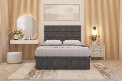 Somnior Beds Somnior Chambery Charcoal Tweed Hybrid Pocket Sprung Orthopaedic Divan Bed Set With Upholstered Headboard