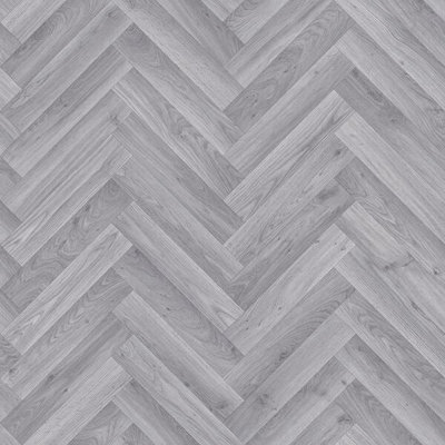 B&Q Grey Wood Herringbone Effect Vinyl Flooring For Kitchen, Bathroom, Livingroom, 4.20Mm Thick Vinyl Sheet-3M(9'9") X 3M(9'9")-9M²