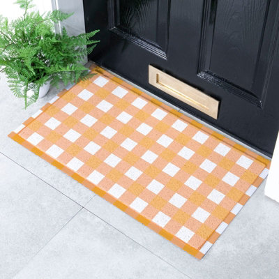 Native Natural Orange Gingham Doormat (70 X 40Cm) from B&Q