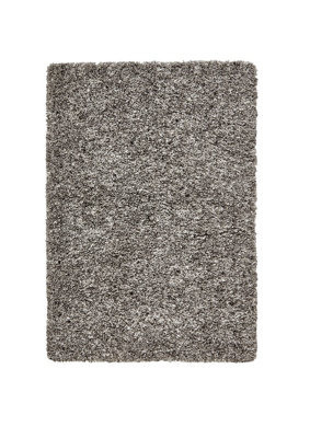 Silver Plain Shaggy RugStain-Resistant Rug With 5Cm ThicknessModern Rug For Bedroom& Dining Room-133Cm (Circle) from B&Q