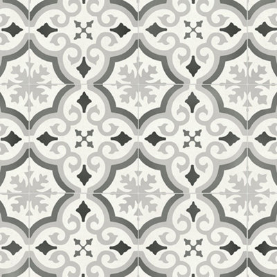  - White Grey Morrocon Effect Vinyl Flooring For LivingroomKitchen2.8mm Cushion Backed Vinyl Sheet -4M(13'1") X 2M(6'6")-8M²