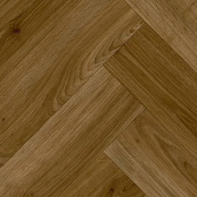 B&Q Herringbone Wood Effect Vinyl Flooring For Livingroom, Kitchen, 1.90Mm Vinyl Sheet-1M(3'3") X 2M(6'6")-2M² Brown