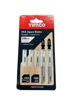 Timco 5 Pack Of Hcs Jigsaw Blades 100mm from B&Q