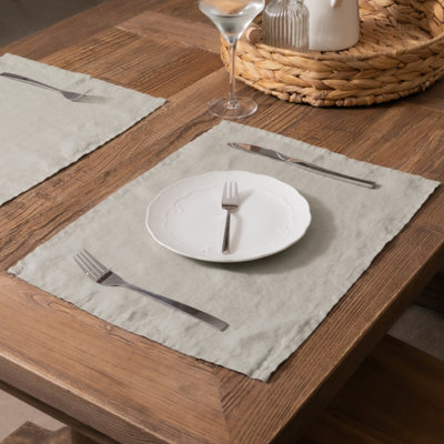 Native Natural Stone Set Of 4 100% Linen Placemats from B&Q