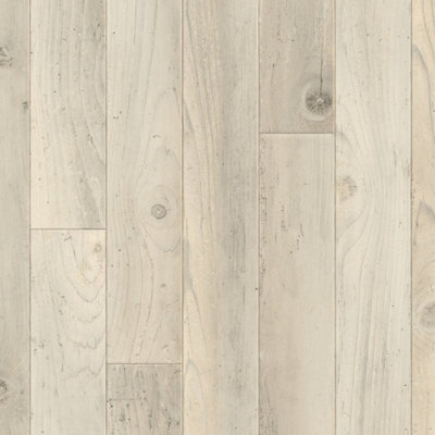  - Wood Effect Cream Vinyl Flooring For LivingroomKitchen,2.8mm Thick Cushion Backed Vinyl Sheet-4M(13'1") X 4M(13'1")-16M²