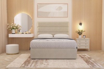 Somnior Beds Somnior Chambery Natural Tweed Hybrid Pocket Sprung Orthopaedic Divan Bed Set With Upholstered Headboard