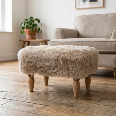 Native Natural Shearling Lambskin Champagne Stool from B&Q
