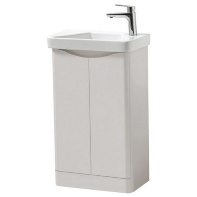 Clifton Bathroom Floor Standing 2 Door Cloakroom Unit And Ceramic Basin 500mm WideCashmere(Arch)Brassware Not Included from B&Q