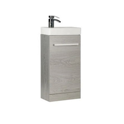 Clifton Bathroom Floor Standing Cloakroom Vanity Unit With Basin 400mm WideSilver Oak Brassware Not Included from B&Q