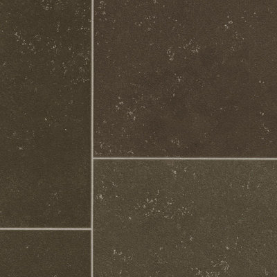  - Dark Brown Tile Effect Nonslip Vinyl Flooring For Living RoomKitchenTextile Backed2mm Vinyl Sheet -2M(6'6") X 3M(9'9")-6M²