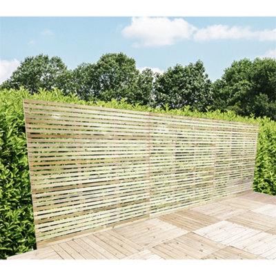 Marlborough 3Ft (0.92M) Horizontal Slatted Pressure Treated 12mm Tongue & Groove Fence Panel1 Panel Only from B&Q