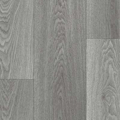B&Q Grey Wood Effect Vinyl Flooring For Livingroom, Kitchen, 2.7Mm Thick Cushion Backed Vinyl Sheet-5M(16'4") X 2M(6'6")-10M²
