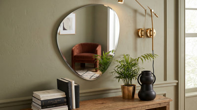 Biznest Frameless Asymmetric Decorating Mirror Irregular Shape Beveled Wall Tear Drop 50X70Cm Pebble Silver (Design 841) (Biz-309) from B&Q