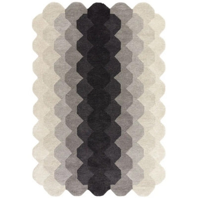 Black Charcoal Abstract 12mm Thick Stain-Resistant Rug For Bedroom& Living RoomEasy To Clean Wool Rug-160Cm X 230Cm from B&Q