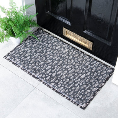 Native Natural Navy Leaves Doormat (70 X 40Cm) from B&Q