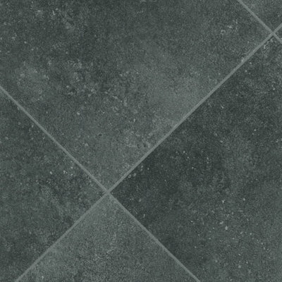  - Black Modern Stone Effect Anti-Slip Vinyl Flooring For HomeShopsOffices2.0mm Thick Vinyl Sheet-3M(9'9") X 3M(9'9")-9M²