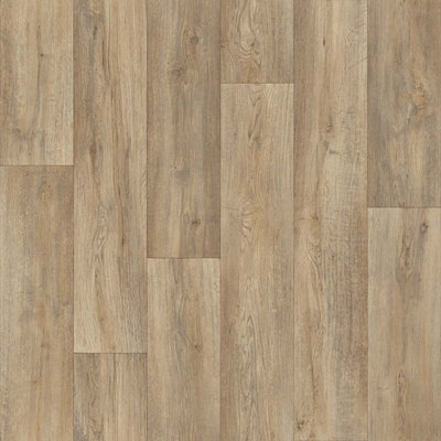  - Light Brown Wood Effect Vinyl Flooring For LivingroomKitchen2mm Thick Cushion Backed Vinyl Sheet-1M(3'3") X 3M(9'9")-3M²