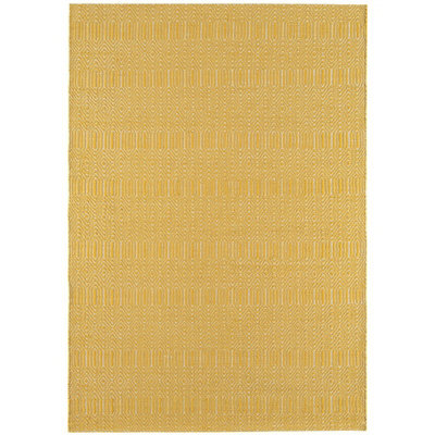 Modern RugHandmade Wool Rug For LivingroomEasy To Clean Cotton Geometric Rug4mm Thick Mustard Rug-100Cm X 150Cm from B&Q