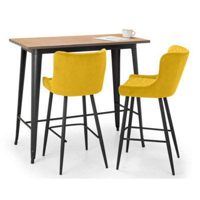 Ashfield Grafton Bar Table & 2 Luxe Mustard Bar Stools from B&Q