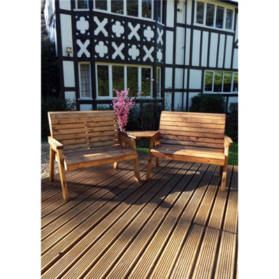 B&Q -  Traditional Twin Bench Set Angled