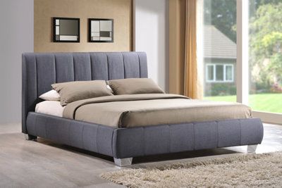 TL Beds Chrome Footed Grey Fabric Bed FrameKing Size 5Ft from B&Q