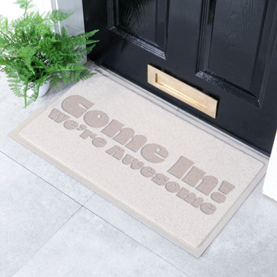 Native Natural Come In We're Awesome Indoor & Outdoor Doormat70X40Cm from B&Q