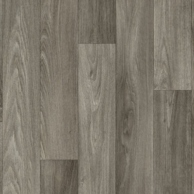Dark Grey Wood Effect Anti-Slip Vinyl Flooring For LivingroomKitchen3.8mm Vinyl Sheet-8M(26'3") X 4M(13'1")-32M² from B&Q