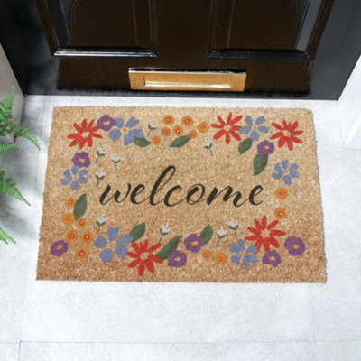 Artsy Doormats Welcome Floral Border Doormat (60 X 40Cm) from B&Q