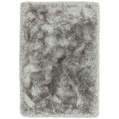 Handmade RugLuxurious Bedroom RugEasy To Clean Plain Dining Room RugSparkle RugSilver Shaggy Rug-200Cm X 300Cm from B&Q