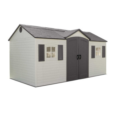 Salford 15 X 8 Life Plus Single Entrance Plastic Apex Shed With Plastic Floor + 2 Windows (15Ft X 8Ft / 15' X 8' / 4.57M X 2.43M)