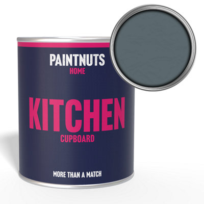 Paintnuts Kitchen Cupboard Wood Laminate Satin PaintBlue Grey (Ral7031)1L from B&Q