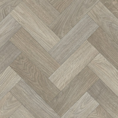 B&Q Neutral Herringbone Wood Effect Anti-Slip Vinyl Sheet, Livingroom, Kitchen, 2.8Mm Vinyl Sheet-7M(23') X 4M(13'1")-28M²