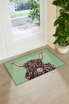 Artsy Doormats Highland Cow Indoor Outdoor Doormat from B&Q