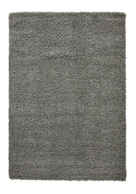 Grey Plain Shaggy Rug50mm Thick Stain-Resistant RugGrey Rug For Dining RoomBedroom& Living Room-133Cm (Circle) from B&Q