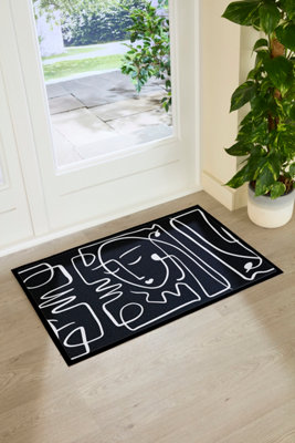 Artsy Doormats Face Lines Abstract  Doormat (90 X 60Cm) from B&Q