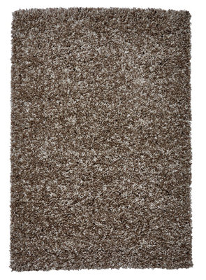 Beige Shaggy RugStain-Resistant Rug With 5Cm ThicknessModern Luxurious Rug For Bedroom& Dining Room-80Cm X 150Cm from B&Q