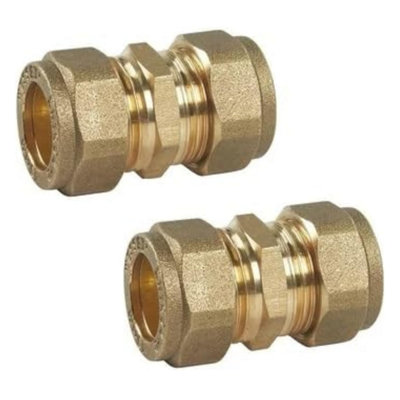 hep Online 15mm Straight Brass Compression Coupler Wras Approved (Pack Of 2) from B&Q