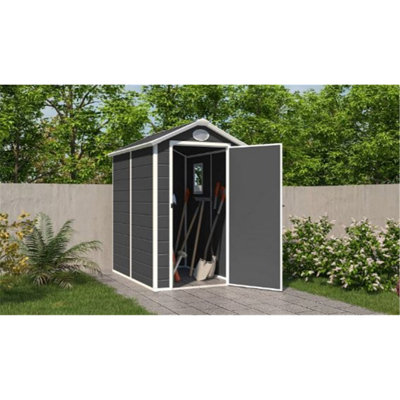 Salford 4 X 6 Plastic Pent Shed - Dark Grey With Foundation Kit (Included) (4Ft X 6Ft / 4' X 6' / 1.2M X 1.8M)