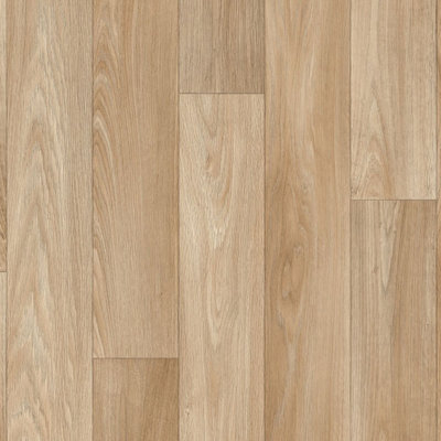  - Light Beige Wood Effect Vinyl Flooring For LivingroomKitchen2mm Thick Cushion Backed Vinyl Sheet -6M(19'8") X 2M(6'6")-12M²