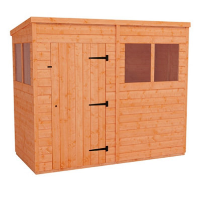 Horsforth 8 X 4 (2.38M X 1.15M) Wooden Tongue And Groove Pent Shed - Single Door (12mm T&g Floor And Roof) (8Ft X 4Ft) (8X4)